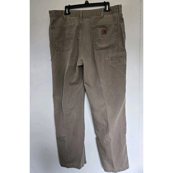 Carhartt Pants Mens 38x32 Brown Dungaree Canvas Carpenter Workwear B175 MUS Work - Picture 6 of 9